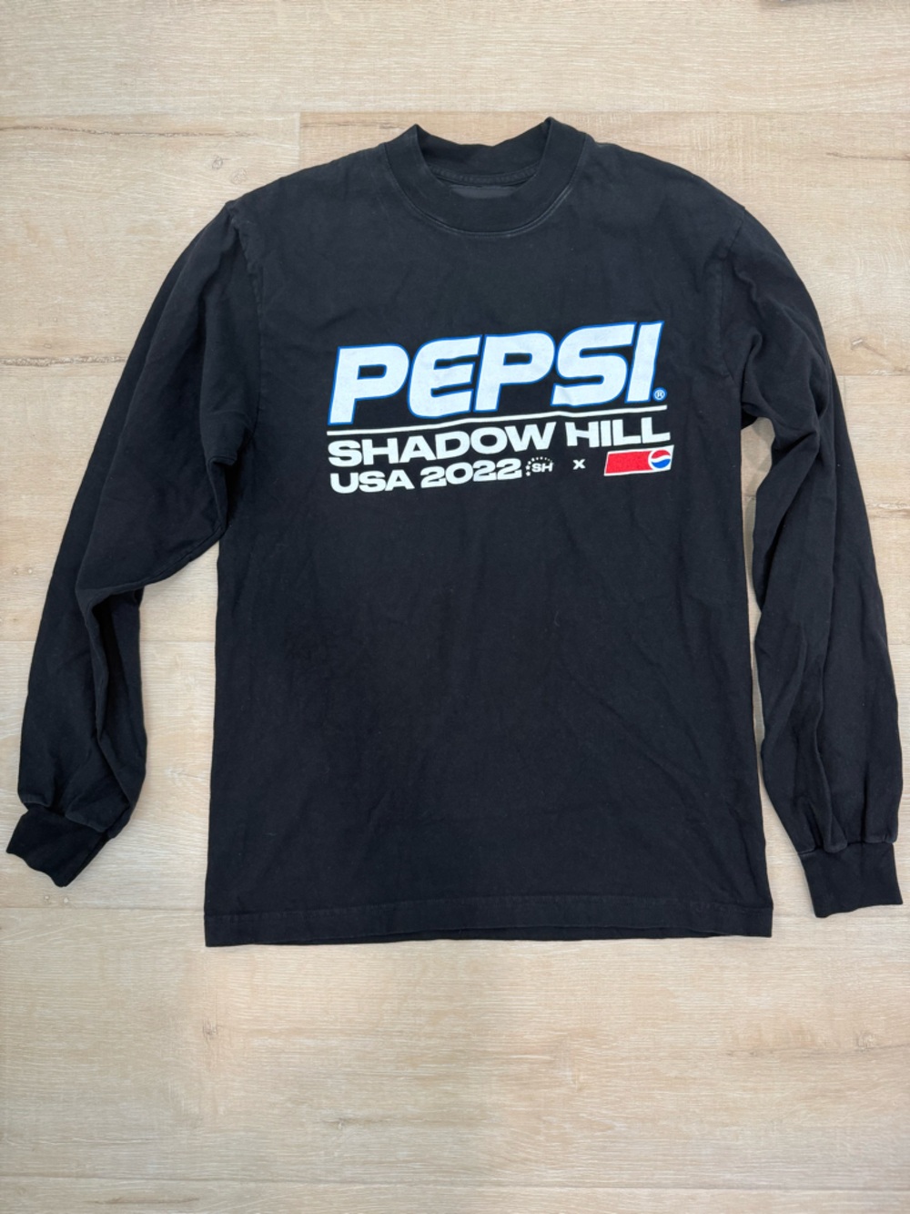 Shadow Hill Black Long Sleeve Tee with White and Blue Pepsi Logo